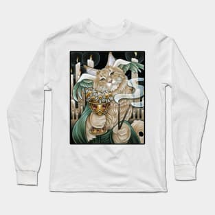 Cat Greek God of Sleep - Black Outlined Version Long Sleeve T-Shirt